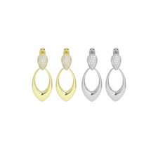 Gold Silver Clear CZ Teardrop Shape Earrings, Sku A343