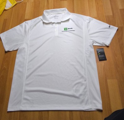BRAND NEW Men's Nike Dri-Fit x TD Bank Employee Polo Shirt Uniform White Sz XL