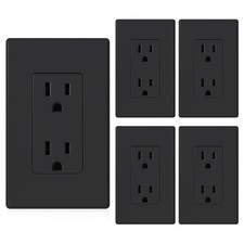 Matte Black Standard Decorator Electrical Wall Receptacle Outlet, 15A 125V, 2...