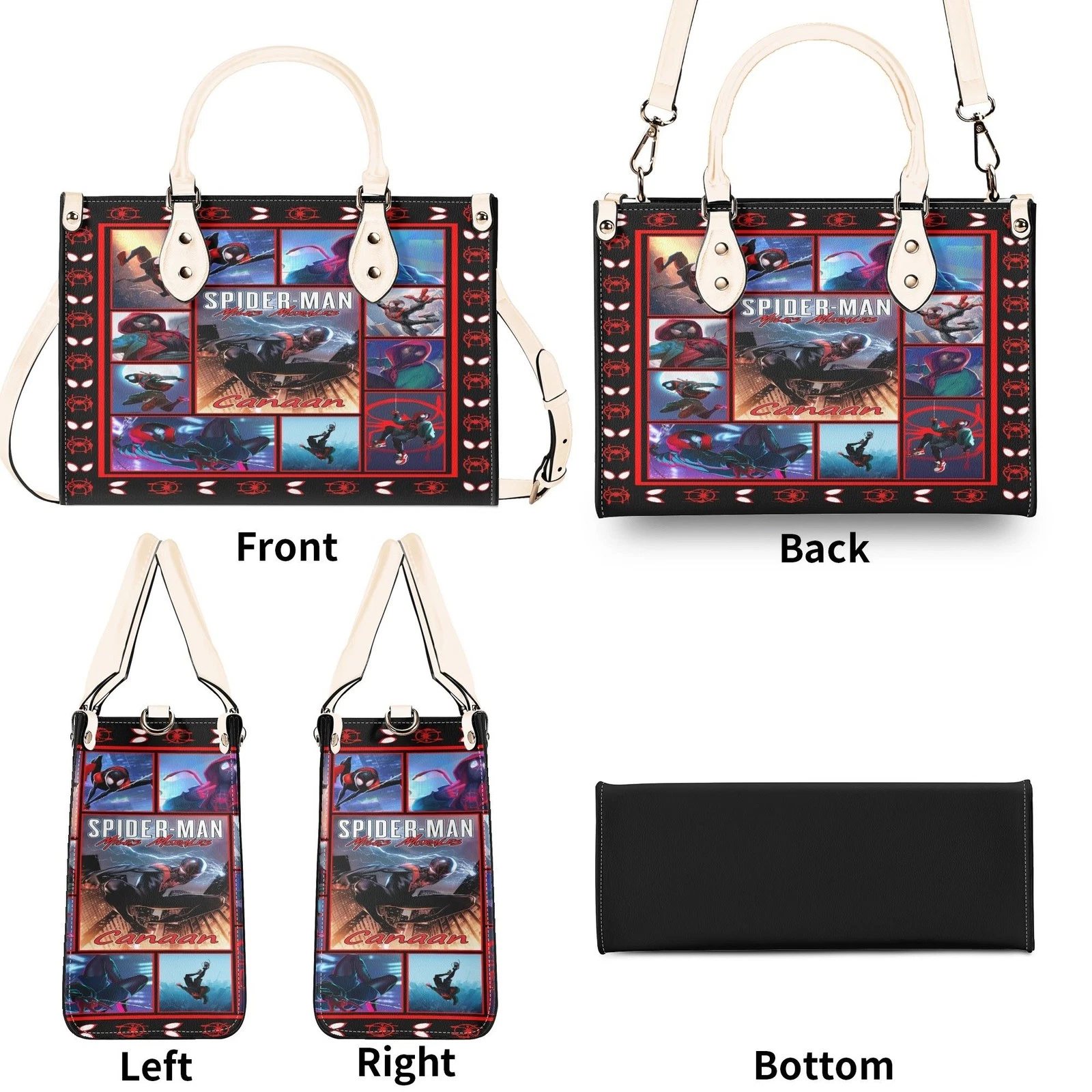 Spider-Man Miles Morales Leather Handbag, Marvel Superhero Bag, Gift