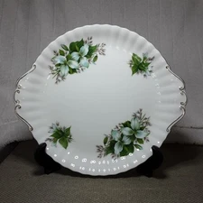 Royal Albert Trillium handled cake plate made of bone china in England.