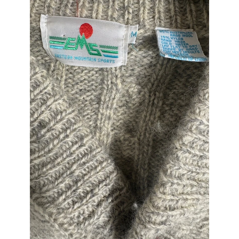 Cárdigan suéter chal Eastern Mountain Sports EMS para hombre vintage tejido con cable Foto 3 de 4