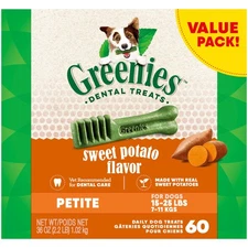 Greenies Petite Dog Dental Treat, SweetPotato, 36 Oz (60ct)