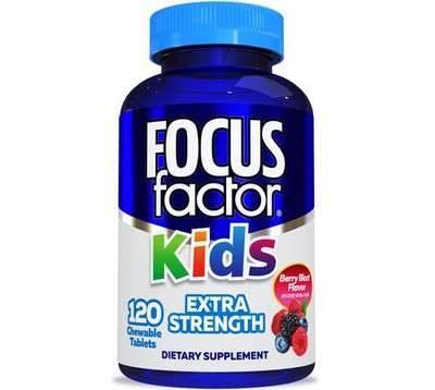 Focus Factor Kids Extra Strength Daily Chewable 120 Count (Pack of 1), White 
