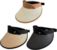 Sun Visor Hat For Women UPF 50 Wide Brim Ponytail Korean Style 3 PCS