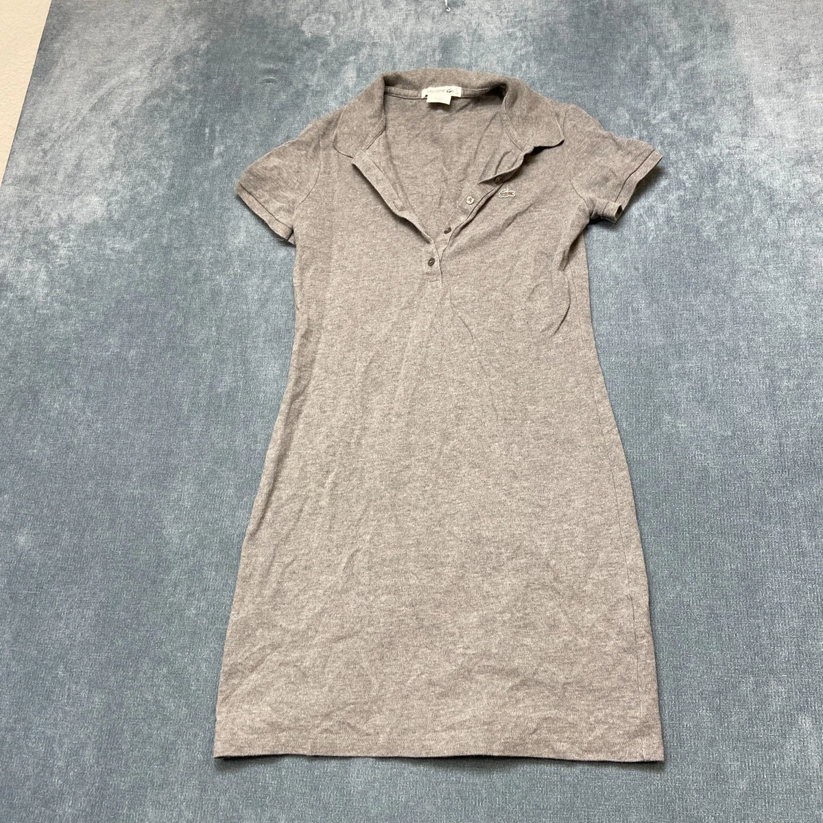 knee length dresses for ladies Ladies Lacoste Monogram Jacquard Dress Navy Blue/White
