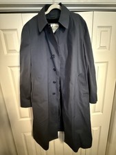 Vintage London Fog Trench Coat Men’s 42 Long Navy Blue USA Made Rain Overcoat