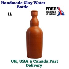 Unique Plain Design High Quality 1L Clay Handmade Water Bottle For Drink Lovers