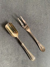 Set 2 piccole posate da servizio Vintage in argento 800 e silverplate