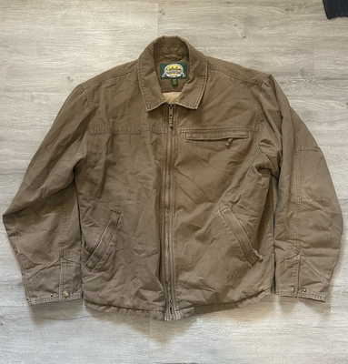#ad Cabela#x27;s Outdoor Gear Workwear Duck Canvas Jacket Hooded Insulated Brown XL $29.99