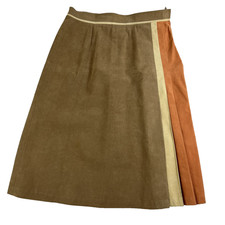 Women's A-Line Skirt Size 30 30x27.5 Beige Ultra Soft Suede Leather Vintage
