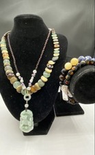 Jadeite Assorted Bracelet, Necklace Carved Dog 4pcs. 106g