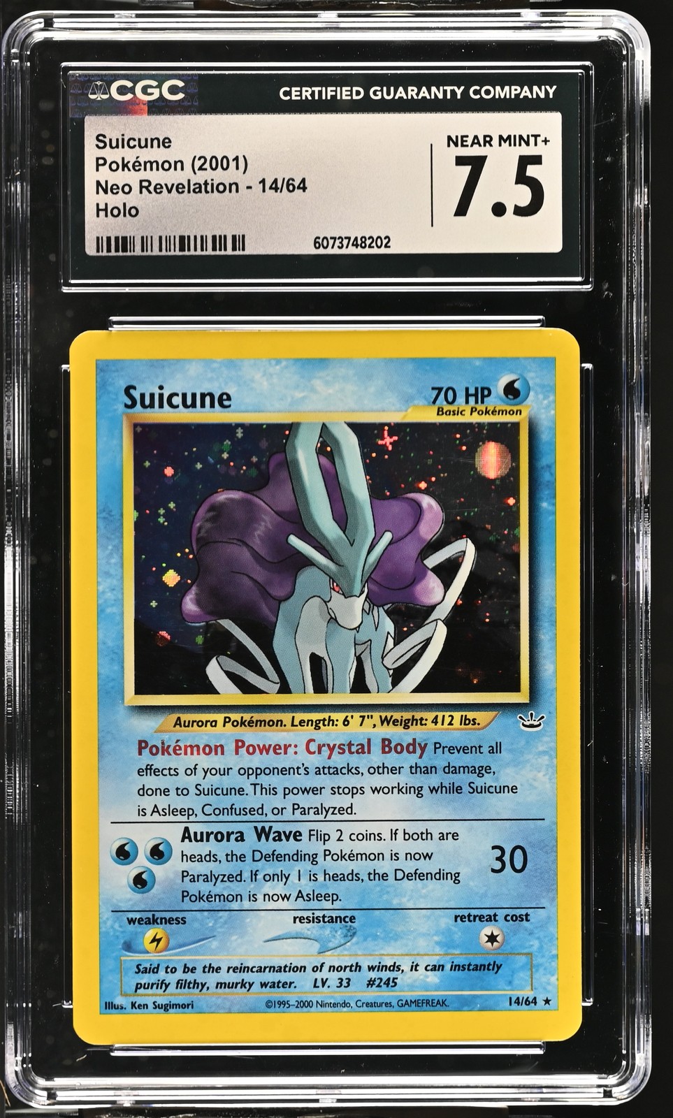 SUICUNE Neo Revelation Holo Rare #14 CGC 7.5 Vintage Pokemon