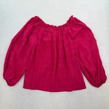 NWT Max Studio Pink Bubble Sleeve Cotton Blouse Size Medium