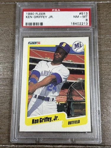 1990 Fleer #513 KEN GRIFFEY JR Seattle Mariners PSA 8