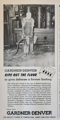 #ad #ad Gardner Denver Picture Magazine Ad Vtg Original Wall Art Decor Firmer Footing $6.99