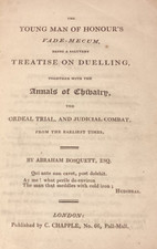C. 1817 The Young Man Of Honour’s Vade-Mecum - A Treatise On Duelling - Bosquett