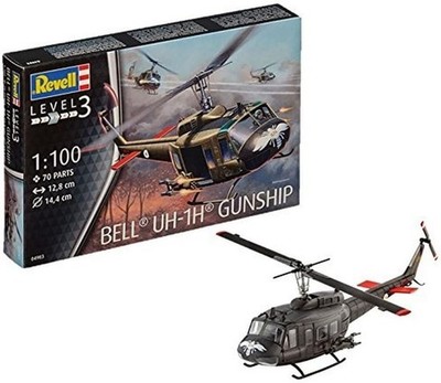 Militär Modellbausatz: Revell ungebaut Bell UH-1H Gunship Maßstab 1:100 ab 10+ Jahren