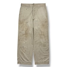 Vintage WWII 1940s US Military Khaki Officer Chino Trousers Pants Mens 30x29 WW2