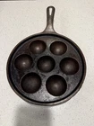 Vintage Griswold 962 No. 32 Aebleskiver Pan 7-Cup Cast Iron Danish Pancakes