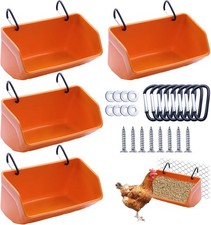 Fence Hanging Chicken Feeder - 4 Pack Feed Trough with Clips for Goat Duck Sheep