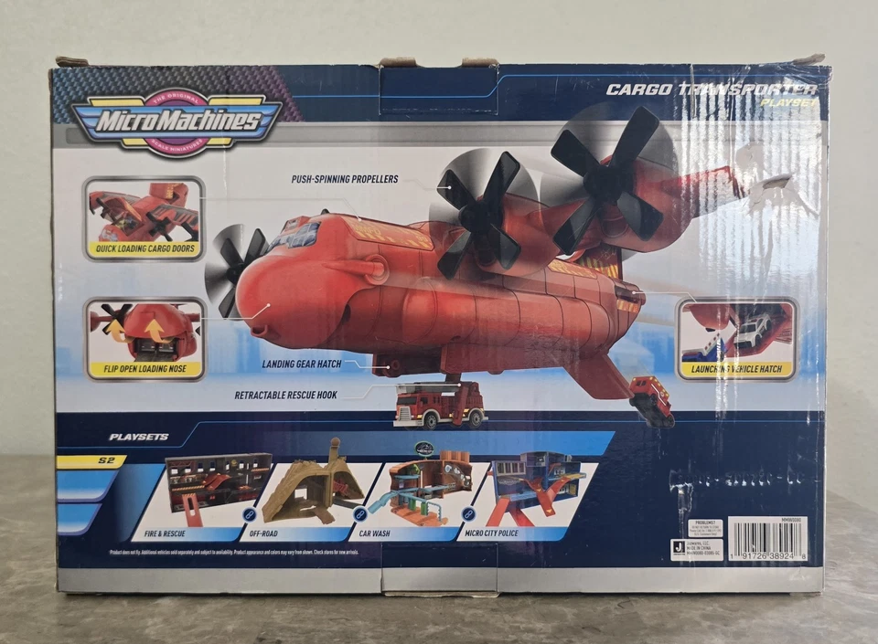 Micro Machines Fire & Rescue Cargo Transporter Plane Playset Holds 16+ Vehicles  - Image 2 of 4