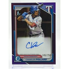 2024 Bowman Chrome Chandler Pollard 1st Purple Refractor Auto 145/250 SP Rangers