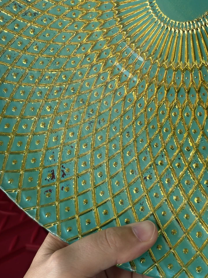 Green & Gold Large Fruit Plate – Decorative Serving Tray / Centerpiece - Image 4 of 4