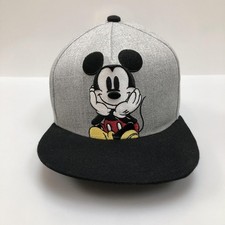 Disney Mickey Mouse Hat Cap Snap Back Youth Kids Boys Gray Black Cartoon Logo
