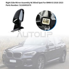 Black Right Passenger Side Mirror Assembly 51168491670 For BMW X3 G01 2018-2024