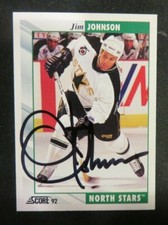 1992 Score, Minnesota North Stars - JIM JOHNSON - Autographed