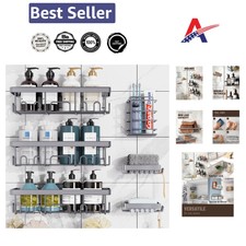 Rust-Resistant Wall-Mounted Shower Shelves with Soap Dish Toothbrush Holder