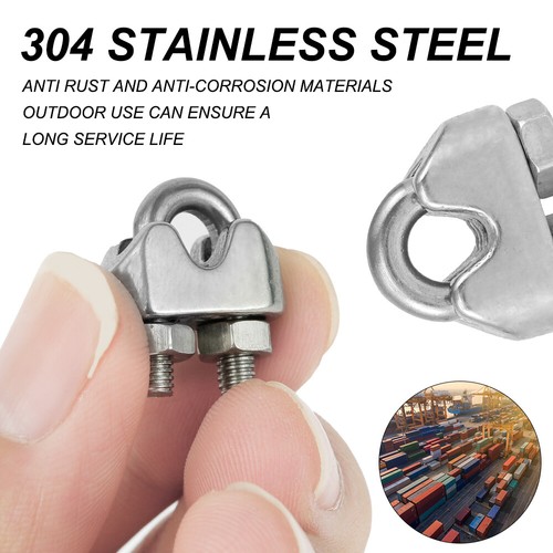 12pcs 304 Stainless Steel Heavy Duty Wire Rope Clamp M3 3mm Cable Clip GQ - Picture 2 of 8