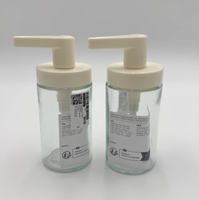 2 Pack Ikea Tackan Soap Dispenser Wide Opening For Easy Refilling Glass White