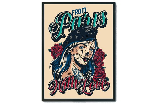 Paris retro travel print, Paris vintage style travel poster, retro female - Picture 3 of 3