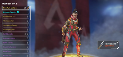 Apex legends account wraith heirloom level 158 plat in ranked add mail