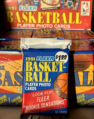 1991 FLEER NBA Basketball JUMBO CELLO 🏀 PACK 53❗️Cards MICHAEL JORDAN SEALED‼️ - Bild 1 von 4