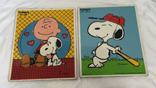 Vintage Playskool Peanuts Snoopy Charlie Brown Wooden Puzzles Lot of 2 Wood