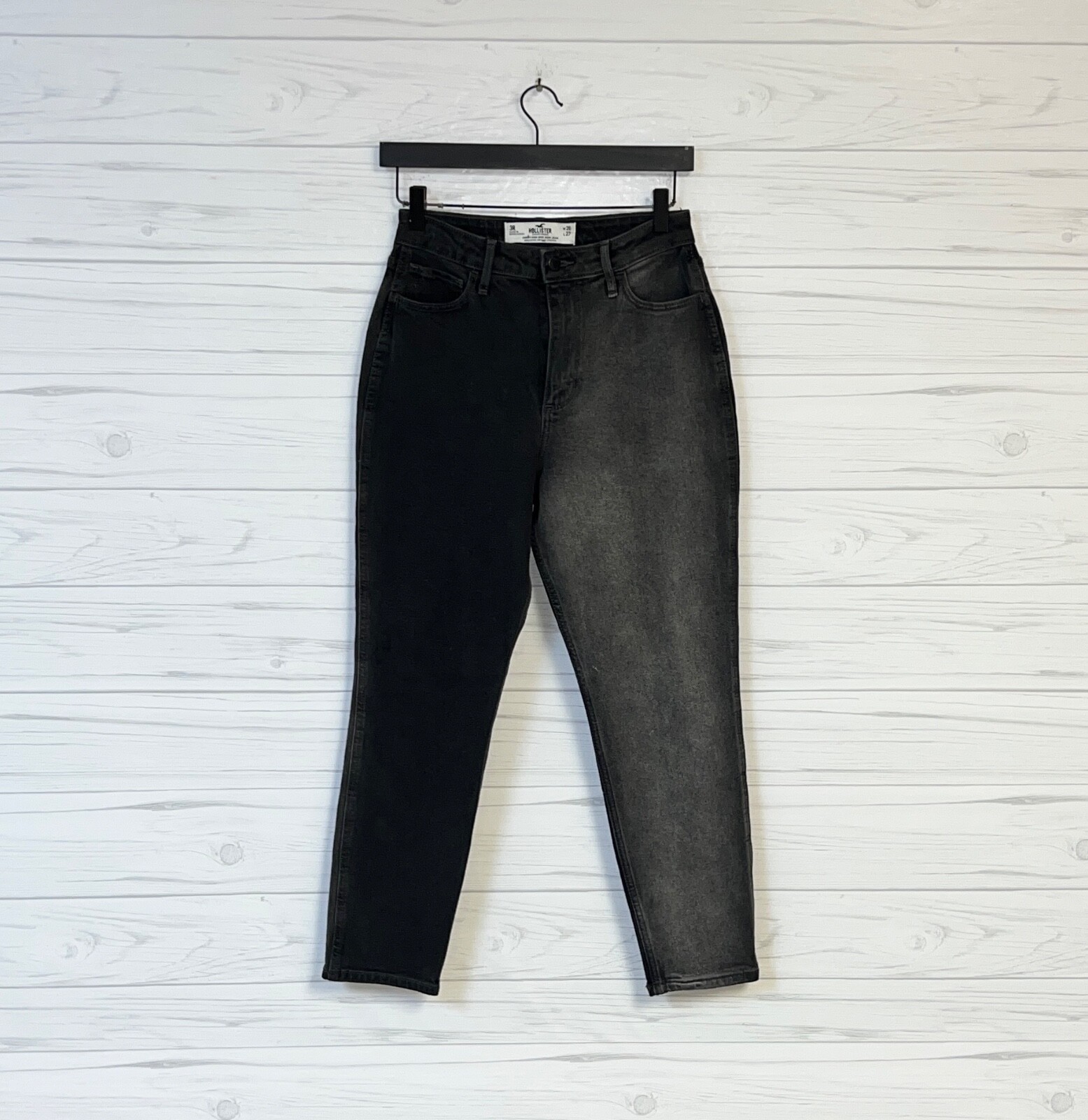 Hollister jeans womens size 3 curvy high rise mom jean black stretch
