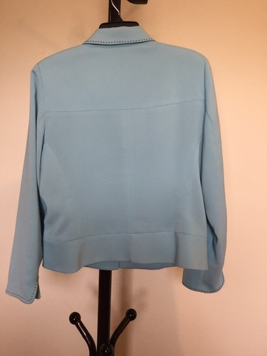 New Women’s STUDIO I Collar Zipper Up Long Sleeve Lined Blue Jacket/top Size 10 - Picture 2 of 7