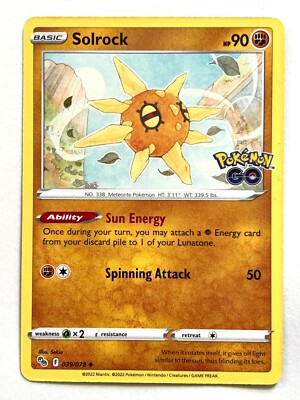 Solrock 039/078 Common Pokemon Go Set Pack Fresh