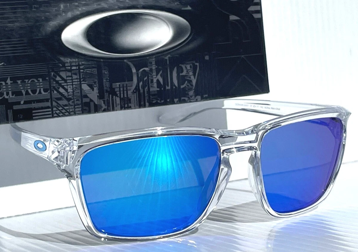 NEW Oakley SYLAS Polished Clear Crystal POLARIZED Galaxy Blue Lens