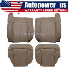 For 1999-2002 GMC Sierra Driver & Passenger Bottom & Top Leather Seat Cover Tan