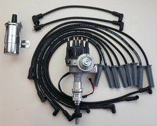 Ford 351c 429 460 Small Cap Black Hei Distributor Chrome Coil 8.5mm Plug Wires