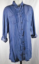 Staccato Blue Tencel Denim Roll-Tab L/S Shirt Dress M