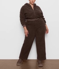 NWT SKIMS Sz S SHERPA TEDDY FLEECE TRACK PANTS ESPRESSO