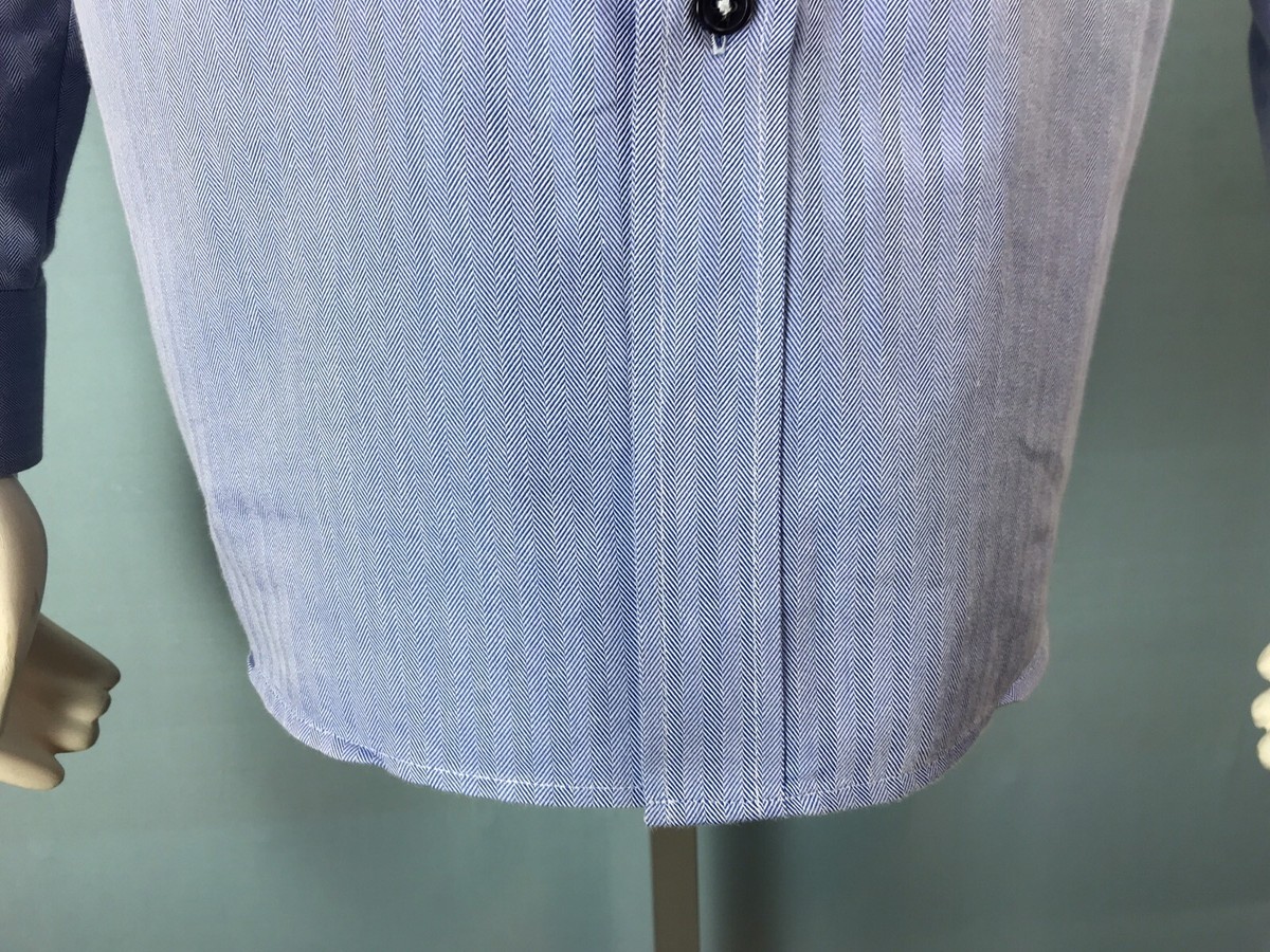 Chemise Homme Narry Bespoke - 16,5 / 32 - Bleu électrique à Chevrons - Coton