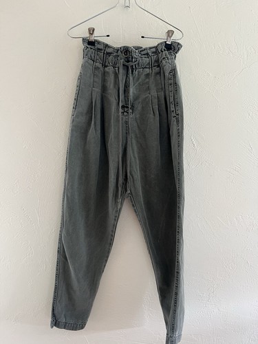Free People Margate Pleated Drawstring Sugar Kelp Paper Bag Pants XS