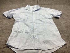 Izod Saltwater Shirt Men Medium Relaxed Classic Short Sleeve Beach Button Up