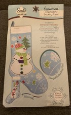 Needle Creations Stamped Embroidery SNOWMAN Christmas STOCKING Panel Kit NEW